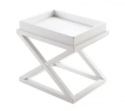 Casa Padrino Luxus Art Deco Designer Beistelltisch aus Birkenholz in Weiß, 61 x 48 x H. 57 cm
