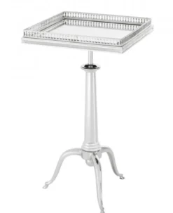 Casa Padrino Luxus Art Deco Designer Beistelltisch - Silbernes Metall und Spiegelglas - 40 x 40 x H. 61-71 cm