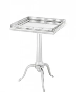 Casa Padrino Luxus Art Deco Designer Beistelltisch - Silbernes Metall und Spiegelglas - 40 x 40 x H. 61-71 cm