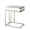 Casa Padrino Luxus Art Deco Designer Beistelltisch, polierter Stahl und Spiegelglas, 50 x 40 x H. 60 cm