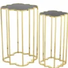 Casa Padrino Luxus Art Deco Designer Beistelltische 2er Set Gold mit schwarzem Glas, 40x40x60 cm und 30x30x55 cm