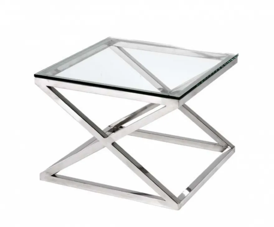 Casa Padrino Luxus Art Deco Designer Beistelltisch, polierter rostfreier Stahl, 65 x 65 x H. 49 cm