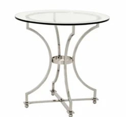Casa Padrino Luxus Art Deco Designer Beistelltisch - Polierter rostfreier Stahl und Glas - 75 x H. 74 cm