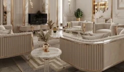 Casa Padrino Luxus Art Deco 4er Sofa Grau / Gold
