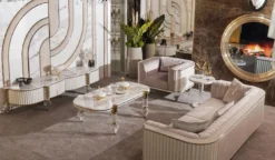 Casa Padrino Luxus Art Deco 4er Sofa Grau / Gold