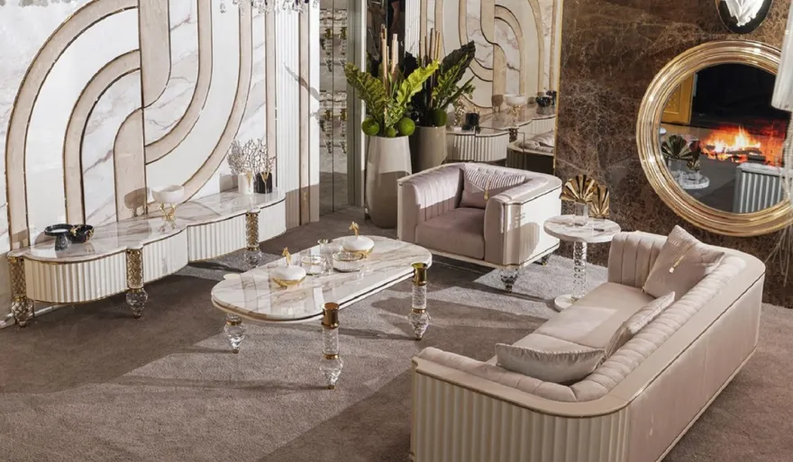 Casa Padrino Luxus Art Deco 4er Sofa Grau / Gold