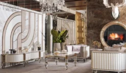 Casa Padrino Luxus Art Deco 4er Sofa Grau / Gold