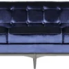 Casa Padrino Luxus Art Deco 3er Sofa Blau / Grau 250 x 76 x H. 83 cm - Edles Samt Sofa mit Mahagoni Rahmen - Art Deco Wohnzimmer Möbel