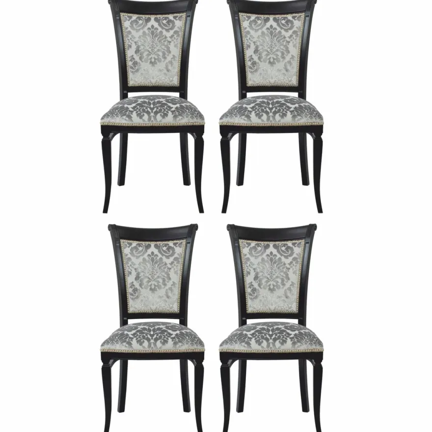 Casa Padrino Luxus Art Deco Esszimmer Stuhl 4er Set Grau / Schwarz H. 96 cm - Esszimmer Möbel