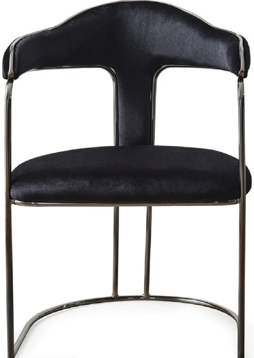 Casa Padrino Luxus Art Deco Esszimmer Stuhl 6er Set mit Armlehnen Schwarz / Bronze 60 x 58 x H. 92 cm - Esszimmer Möbel - Restaurant Möbel - Art Deco Möbel - Luxus Möbel