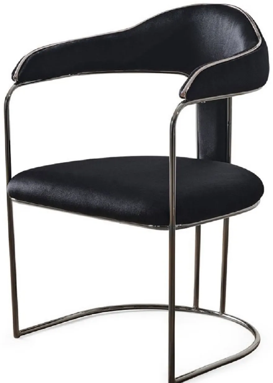 Casa Padrino Luxus Art Deco Esszimmer Stuhl 6er Set mit Armlehnen Schwarz / Bronze 60 x 58 x H. 92 cm - Esszimmer Möbel - Restaurant Möbel - Art Deco Möbel - Luxus Möbel