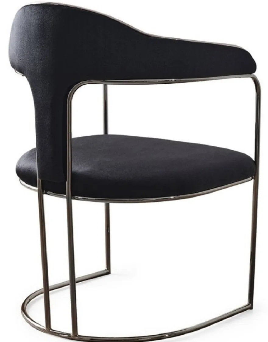 Casa Padrino Luxus Art Deco Esszimmer Stuhl 6er Set mit Armlehnen Schwarz / Bronze 60 x 58 x H. 92 cm - Esszimmer Möbel - Restaurant Möbel - Art Deco Möbel - Luxus Möbel
