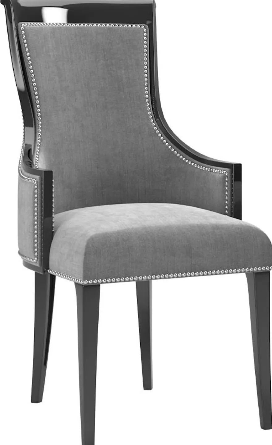 Casa Padrino Luxus Art Deco Esszimmer Stuhl Set Grau / Schwarz / Silber 50 x 50 x H. 110 cm - Edles Küchen Stühle 6er Set - Art Deco Esszimmer Möbel