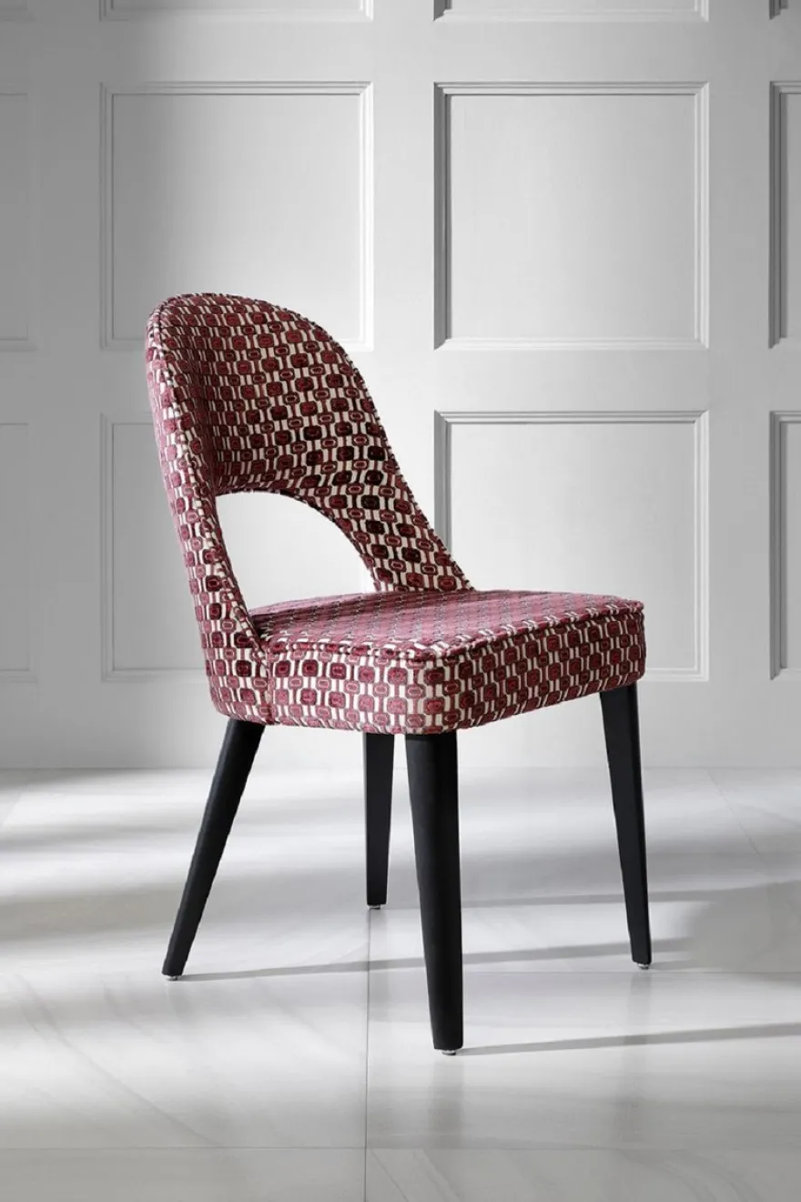 Casa Padrino Luxus Art Deco Esszimmer Stuhl 6er Set Rot / Weiß / Schwarz 49 x 61 x H. 89 cm - Art Deco Küchenstühle mit Muster - Esszimmer Möbel - Luxus Möbel - Art Deco Möbel - Luxus Einrichtung