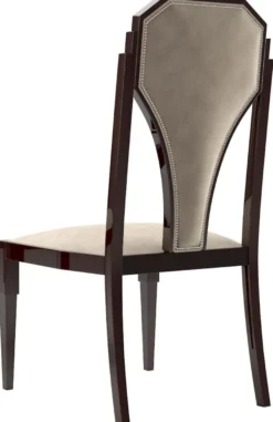 Casa Padrino Luxus Art Deco Esszimmer Stuhl Set Beige / Dunkelbraun / Silber 55 x 55 x H. 110 cm - Edles Küchen Stühle 6er Set - Art Deco Esszimmer Möbel