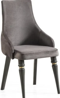 Casa Padrino Luxus Art Deco Esszimmer Stuhl Set Grau / Gold 57 x 55 x H. 98 cm - Edles Küchen Stühle 6er Set - Art Deco Esszimmer Möbel