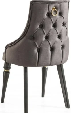 Casa Padrino Luxus Art Deco Esszimmer Stuhl Set Grau / Gold 57 x 55 x H. 98 cm - Edles Küchen Stühle 6er Set - Art Deco Esszimmer Möbel