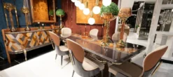 Casa Padrino Luxus Art Deco Esszimmer Stuhl 8er Set Creme / Braun / Grau / Gold