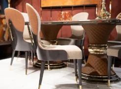 Casa Padrino Luxus Art Deco Esszimmer Stuhl 8er Set Creme / Braun / Grau / Gold