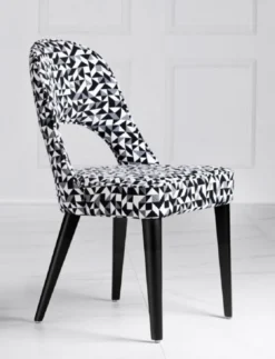 Casa Padrino Luxus Art Deco Esszimmerstuhl 4er Set Weiß / Grau / Schwarz 49 x 61 x H. 89 cm - Elegante Küchenstühle mit Muster - Esszimmer Möbel - Luxus Möbel - Art Deco Möbel - Luxus Einrichtung