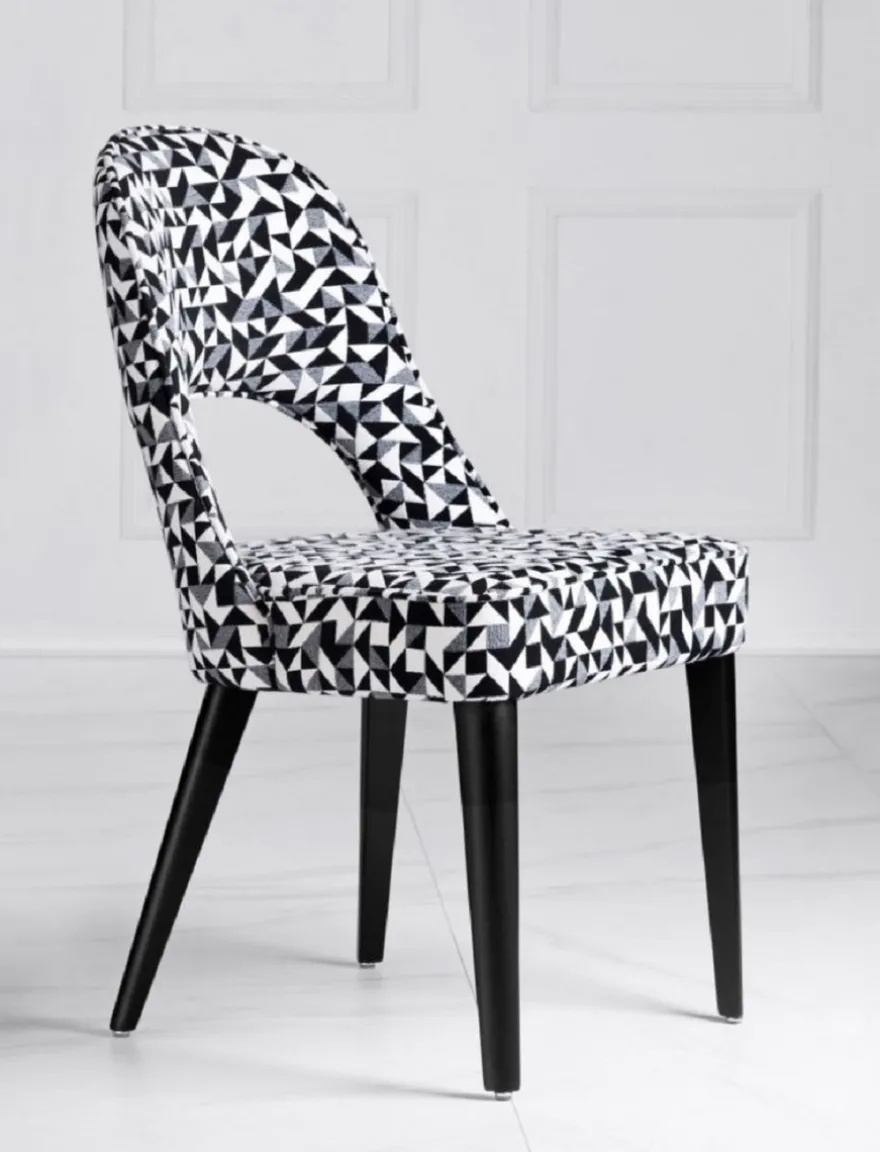 Casa Padrino Luxus Art Deco Esszimmerstuhl 4er Set Weiß / Grau / Schwarz 49 x 61 x H. 89 cm - Elegante Küchenstühle mit Muster - Esszimmer Möbel - Luxus Möbel - Art Deco Möbel - Luxus Einrichtung
