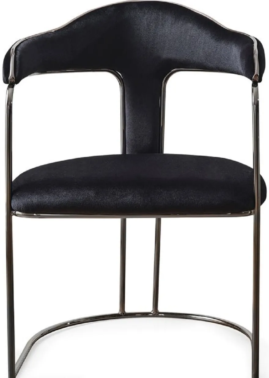 Casa Padrino Luxus Art Deco Esszimmer Set Schwarz / Weiß / Bronze - 1 Ausziehbarer Esstisch & 6 Esszimmerstühle mit Armlehnen - Esszimmer Möbel - Art Deco Möbel - Luxus Möbel