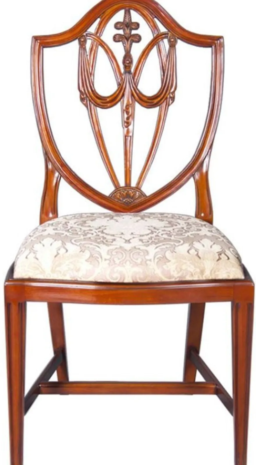 Casa Padrino Luxus Art Deco Esszimmerstuhl Braun / Gold 58,4 x 50,8 x H. 99,1 cm - Eleganter Massivholz Stuhl mit Muster - Art Deco Esszimmer Möbel