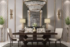Casa Padrino Luxus Art Deco Esszimmer Stuhl Set Beige / Dunkelbraun Hochglanz - Küchen Stühle 6er Set - Edle Art Deco Esszimmer Möbel