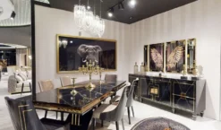 Casa Padrino Luxus Art Deco Esszimmer Stuhl Set Schwarz / Gold - Küchen Stühle 6er Set - Art Deco Esszimmer Möbel - Luxus Qualität