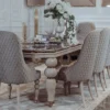 Casa Padrino Luxus Art Deco Esszimmer Set Grau / Weiß / Gold - 1 Art Deco Esstisch mit Kunstmarmor Tischplatte & 8 Art Deco Esszimmerstühle - Art Deco Esszimmer Möbel - Luxus Qualität