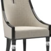Casa Padrino Luxus Art Deco Esszimmer Stuhl Set Beige / Schwarz / Silber 55 x 55 x H. 105 cm - Edles Küchen Stühle 6er Set - Art Deco Esszimmer Möbel