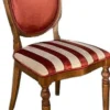 Casa Padrino Luxus Art Deco Esszimmer Stuhl Bordeauxrot / Weiß / Braun - Eleganter Massivholz Stuhl mit Streifen - Esszimmer Möbel - Art Deco Möbel