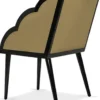 Casa Padrino Luxus Art Deco Esszimmerstuhl mit Armlehnen Ocker / Schwarz 61 x 67 x H. 89 cm - Edler Massivholz Küchenstuhl mit Samtstoff - Art Deco Esszimmer Möbel - Luxus Qualität