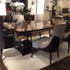 Casa Padrino Luxus Art Deco Esszimmer Stuhl Set Dunkelgrau / Dunkelbraun Hochglanz - Küchen Stühle 6er Set - Edle Art Deco Esszimmer Möbel
