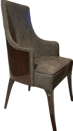 Casa Padrino Luxus Art Deco Esszimmer Stuhl Set Dunkelgrau / Dunkelbraun Hochglanz - Küchen Stühle 6er Set - Edle Art Deco Esszimmer Möbel