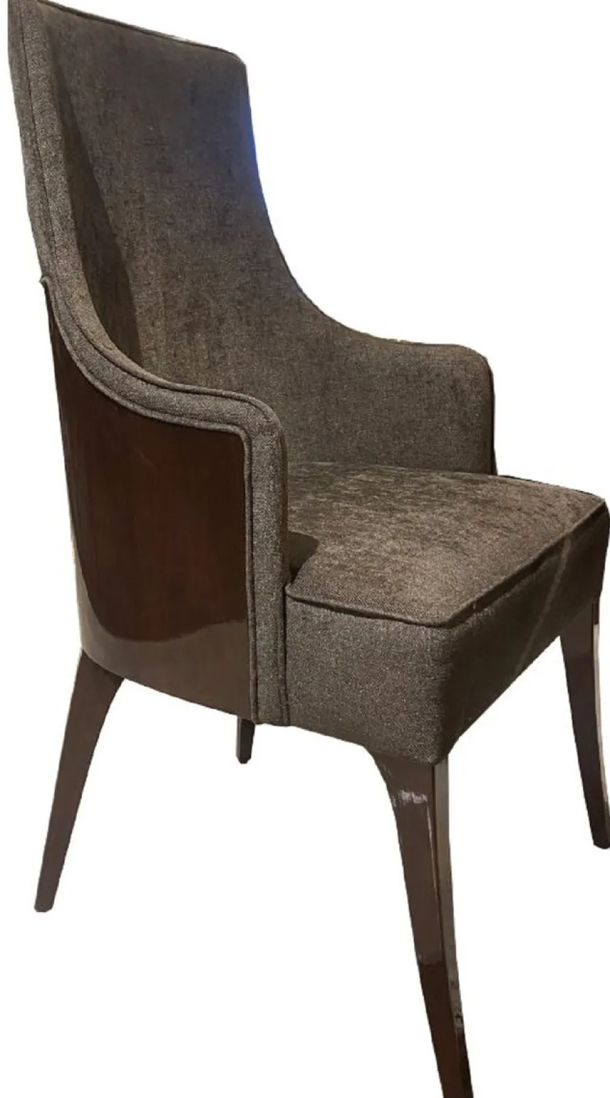Casa Padrino Luxus Art Deco Esszimmer Stuhl Set Dunkelgrau / Dunkelbraun Hochglanz - Küchen Stühle 6er Set - Edle Art Deco Esszimmer Möbel
