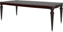 Casa Padrino Luxus Art Deco Esszimmer Set Beige / Dunkelbraun Hochglanz / Silber - 1 Art Deco Esstisch & 6 Art Deco Esszimmerstühle - Art Deco Esszimmer Möbel - Luxus Qualität