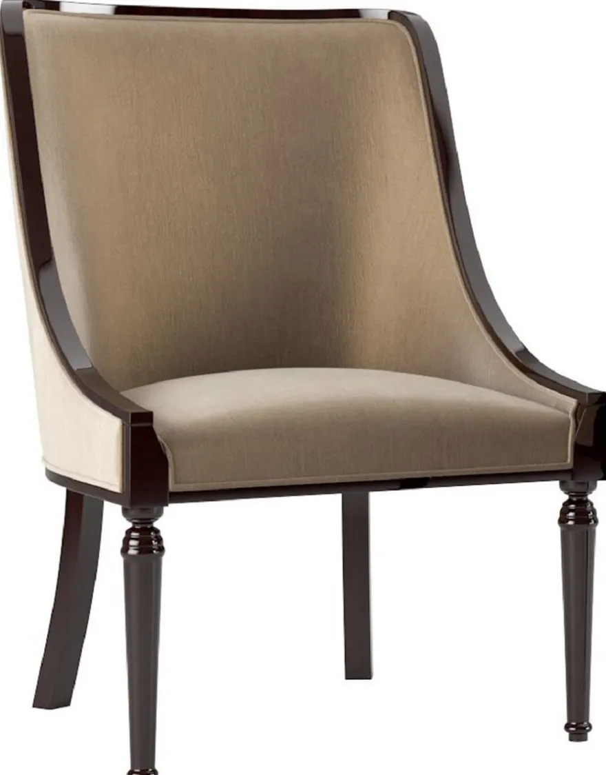 Casa Padrino Luxus Art Deco Esszimmer Set Beige / Dunkelbraun Hochglanz / Silber - 1 Art Deco Esstisch & 6 Art Deco Esszimmerstühle - Art Deco Esszimmer Möbel - Luxus Qualität