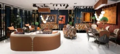 Casa Padrino Luxus Art Deco Esstisch Grau / Mehrfarbig / Braun / Gold - Luxus Art Deco Massivholz Küchentisch - Luxus Art Deco Esszimmer Möbel