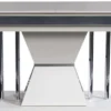 Casa Padrino Luxus Art Deco Esszimmer Set Schwarz / Weiß / Grau / Silber - 1 Esszimmertisch & 4 Esszimmerstühle - Edle Art Deco Esszimmer Möbel
