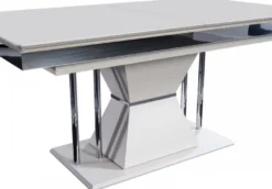 Casa Padrino Luxus Art Deco Esszimmer Set Schwarz / Weiß / Grau / Silber - 1 Esszimmertisch & 4 Esszimmerstühle - Edle Art Deco Esszimmer Möbel