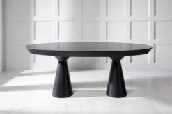 Casa Padrino Luxus Art Deco Esstisch Matt Schwarz 200-250 x 120 x H. 78 cm - Ausziehbarer Massivholz Küchentisch mit ovaler Tischplatte - Esszimmer Möbel - Art Deco Möbel - Luxus Möbel