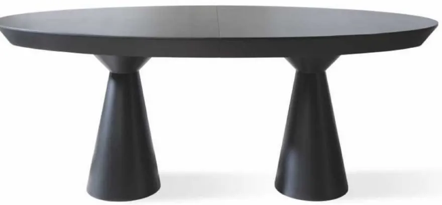 Casa Padrino Luxus Art Deco Esstisch Matt Schwarz 200-250 x 120 x H. 78 cm - Ausziehbarer Massivholz Küchentisch mit ovaler Tischplatte - Esszimmer Möbel - Art Deco Möbel - Luxus Möbel