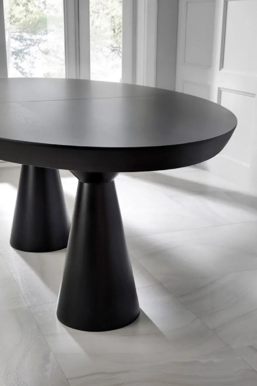 Casa Padrino Luxus Art Deco Esstisch Matt Schwarz 200-250 x 120 x H. 78 cm - Ausziehbarer Massivholz Küchentisch mit ovaler Tischplatte - Esszimmer Möbel - Art Deco Möbel - Luxus Möbel