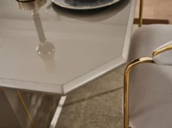 Casa Padrino Luxus Art Deco Esszimmer Set Grau / Gold - 1 Ausziehbarer Esstisch & 4 Stühle
