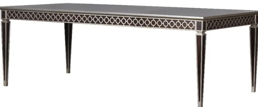 Casa Padrino Luxus Art Deco Esstisch Schwarz / Silber 240 x 110 x H. 78 cm - Edler Esszimmertisch - Art Deco Esszimmer Möbel