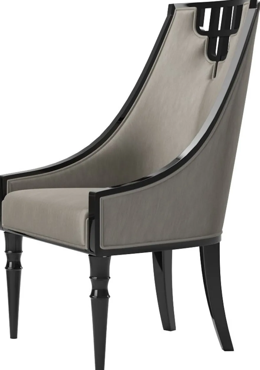 Casa Padrino Luxus Art Deco Esszimmer Stuhl Set Grau / Schwarz 55 x 55 x H. 105 cm - Edles Küchen Stühle 6er Set - Art Deco Esszimmer Möbel