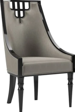 Casa Padrino Luxus Art Deco Esszimmer Stuhl Set Grau / Schwarz 55 x 55 x H. 105 cm - Edles Küchen Stühle 6er Set - Art Deco Esszimmer Möbel