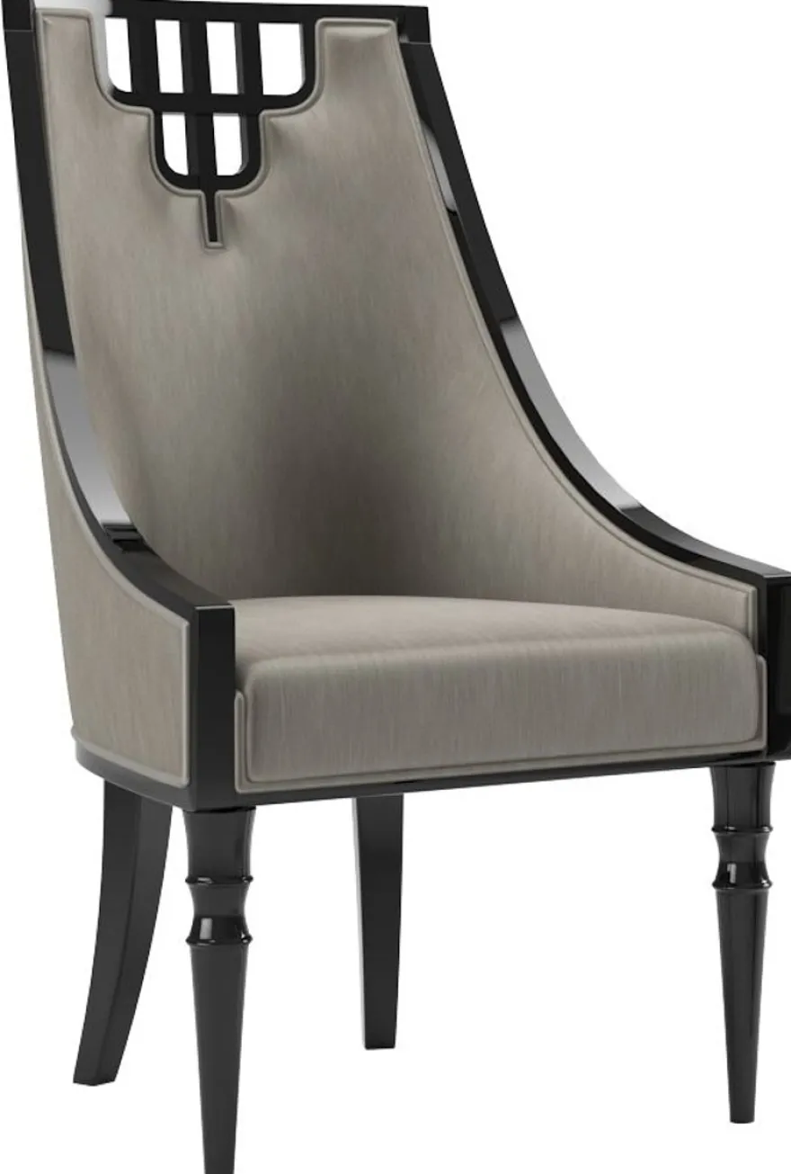 Casa Padrino Luxus Art Deco Esszimmer Stuhl Set Grau / Schwarz 55 x 55 x H. 105 cm - Edles Küchen Stühle 6er Set - Art Deco Esszimmer Möbel