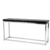 Casa Padrino Luxus Art Deco Konsole 160 x 40 x H. 78 cm - Konsolentisch aus poliertem Stahl und schwarzem Eichenfurnier